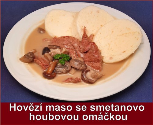 Hovězí maso se smetanovo houbovou omáčkou PLU 9826.jpg